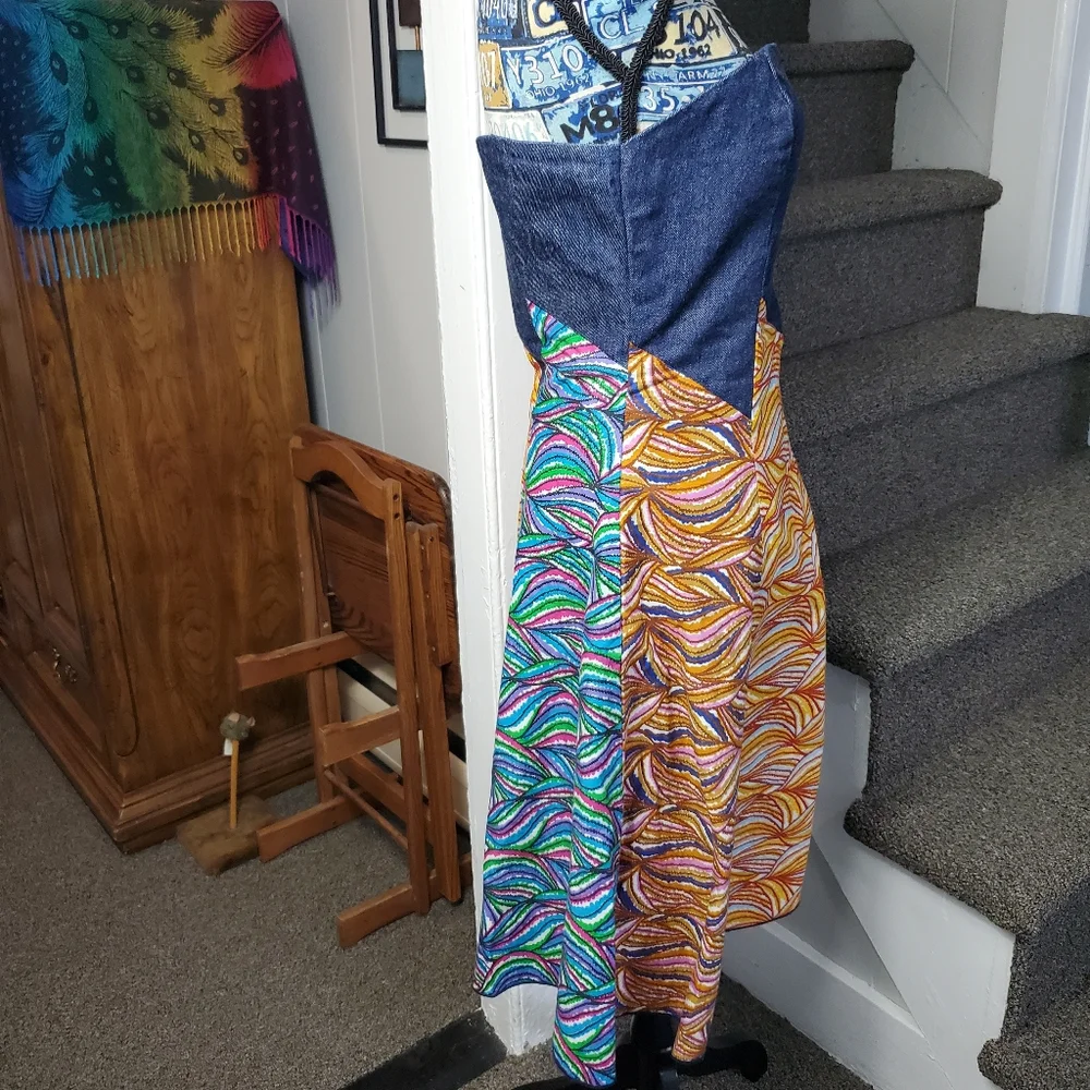 HANDMADE DENIM PATCHWORK DRESS! - Picture 3 of 16